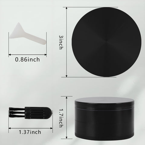 Comsuransly 3-inch spice grinder black side angle highlighting magnetic lid and grip.