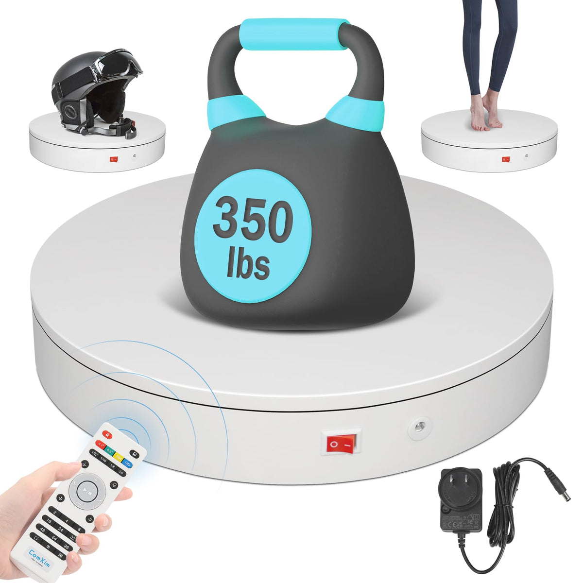 ComXim 12.6in rotating platform top view for seamless 360° photography.