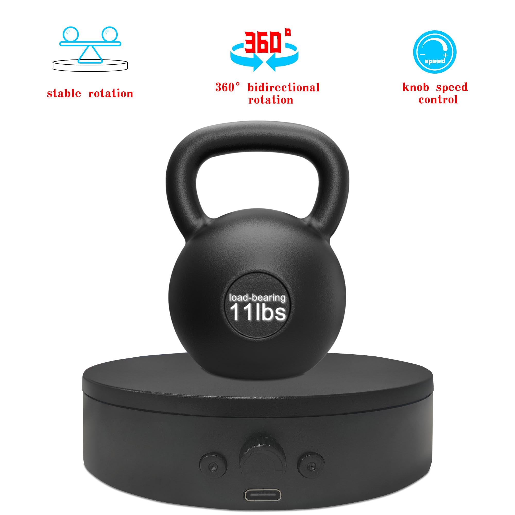 ComXim rotating display stand portable outdoor use powered by USB or batteries.