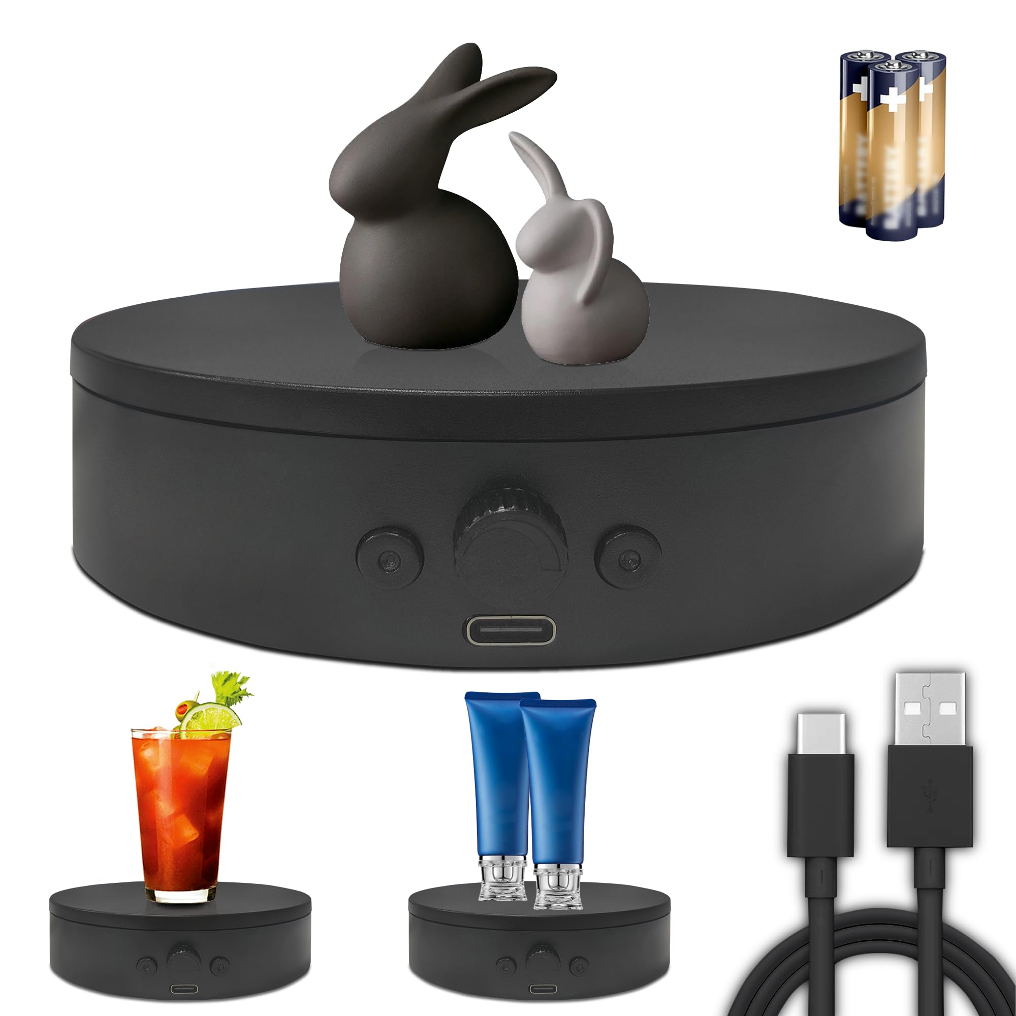 ComXim rotating display stand top view for detailed product shots with seamless 360° rotation.