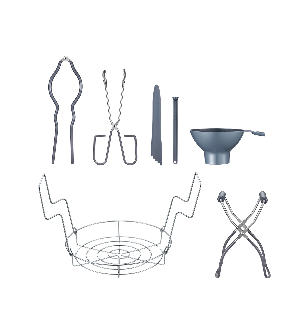 Concord 7-piece canning set rack view showing extra-thick wires for jar security