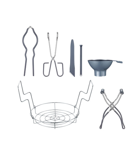 Concord 7-piece canning set rack view showing extra-thick wires for jar security