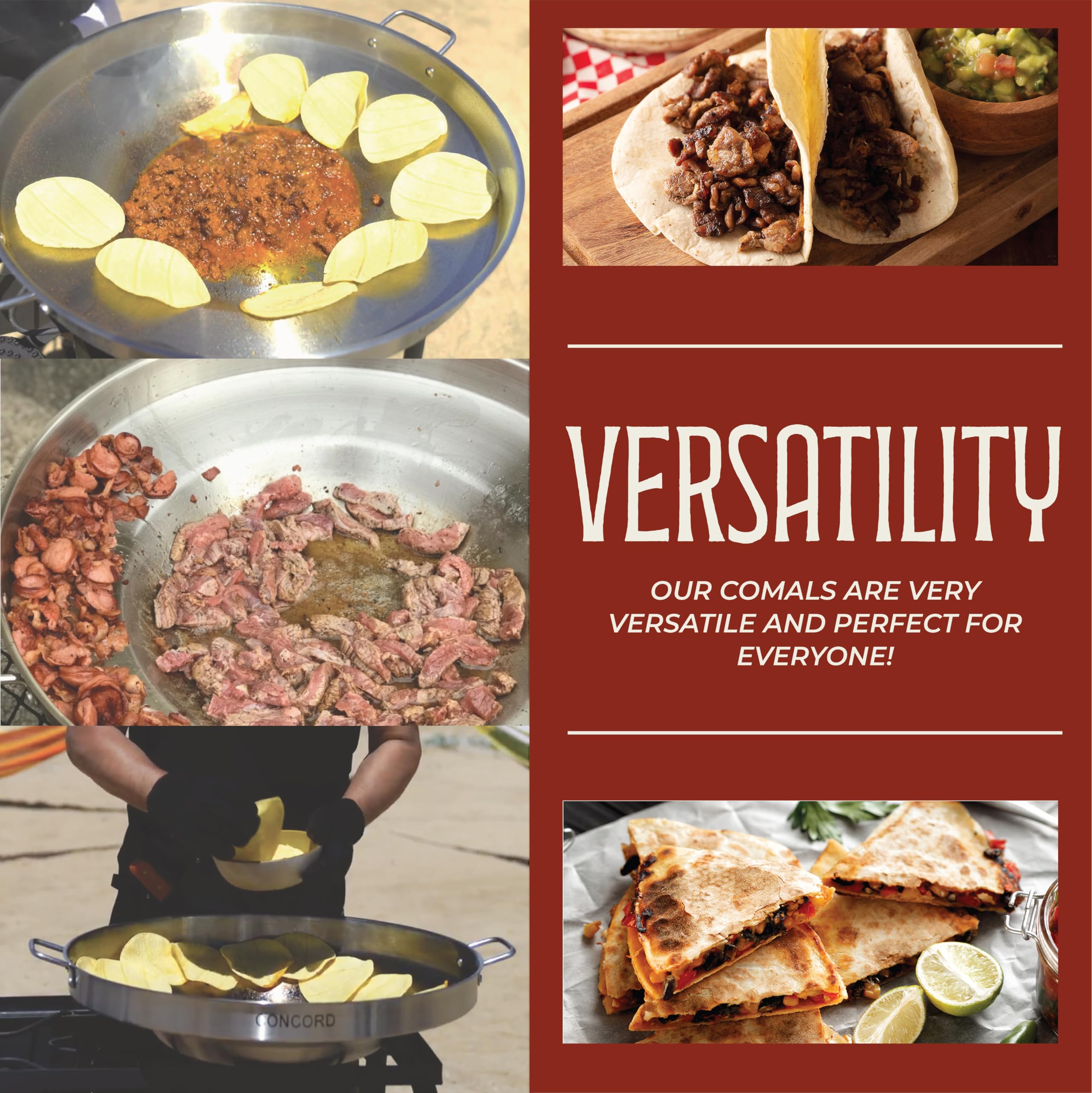 Concord 22-inch silver comal fits most round burners