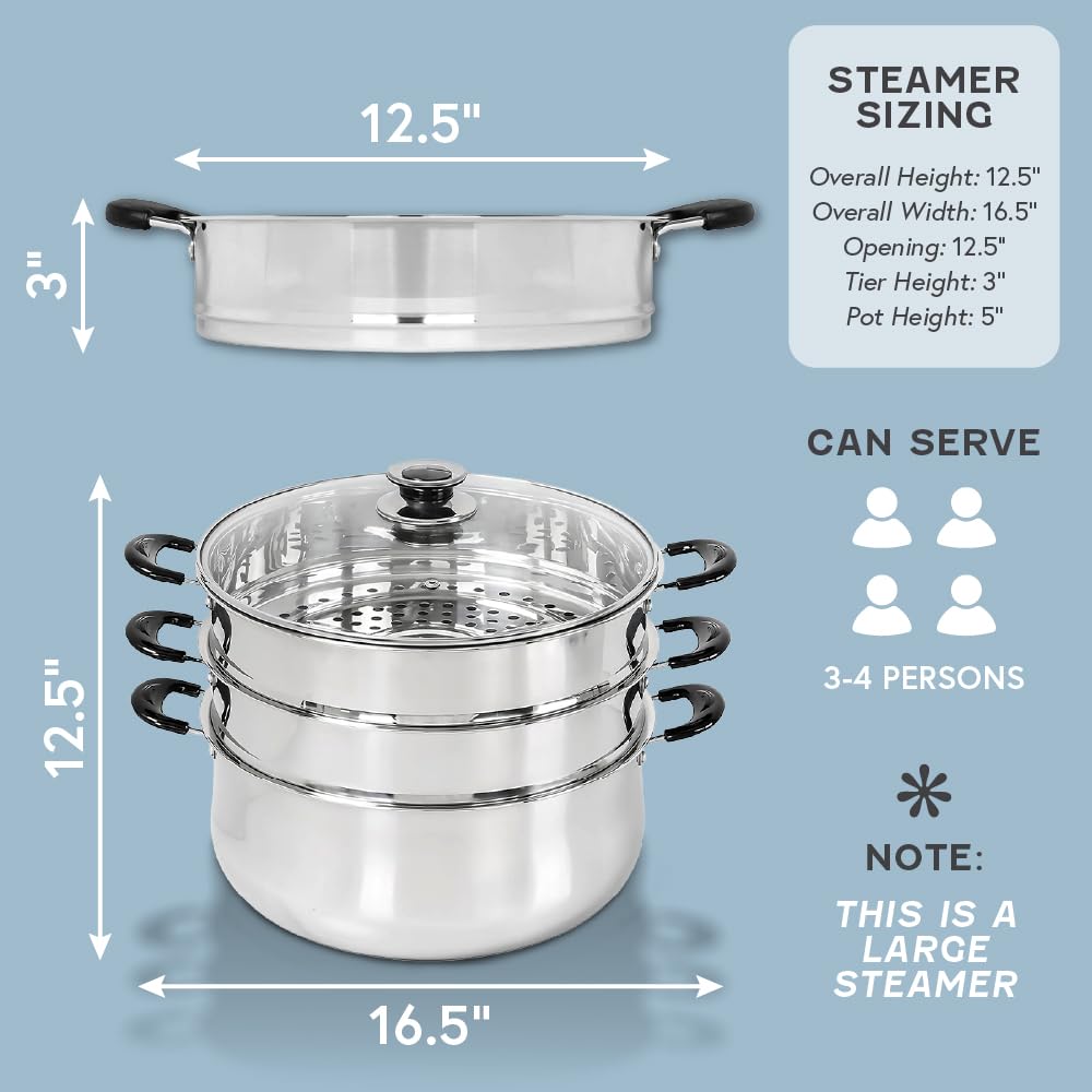 Concord steamer with small hole tray ideal for rice momos and dumplings.