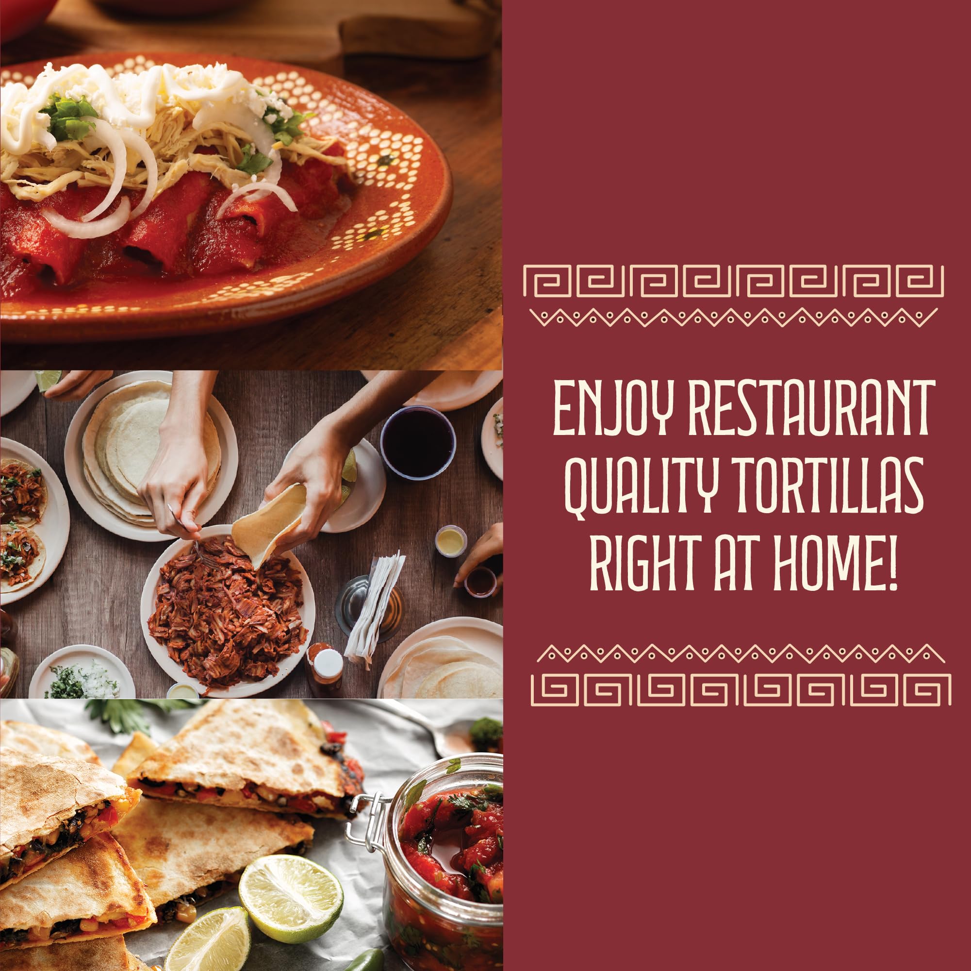 Concord tortilla press designed for flour or corn tortillas, quesadillas, roti