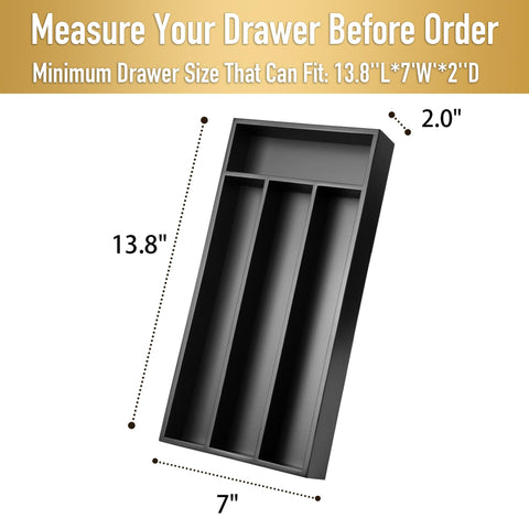 Conflech bamboo drawer organizer with deep compartments for easy access and separation.