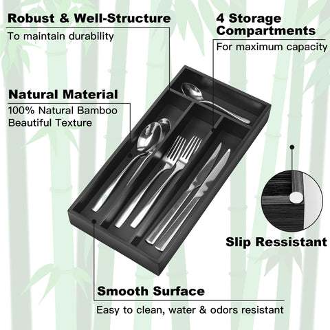 Conflech compact bamboo tray adds natural, durable storage in kitchen drawers.