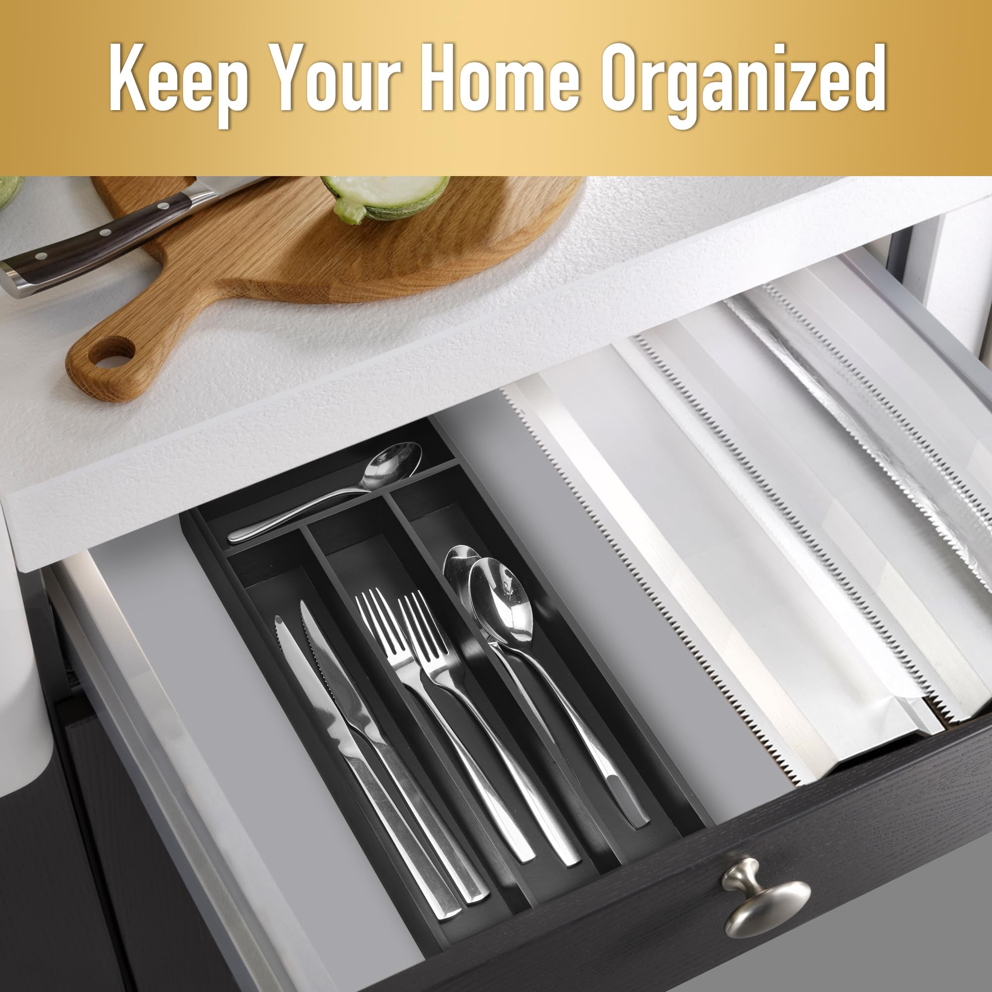 Conflech organizer features a non-slip base for steady drawer placement.