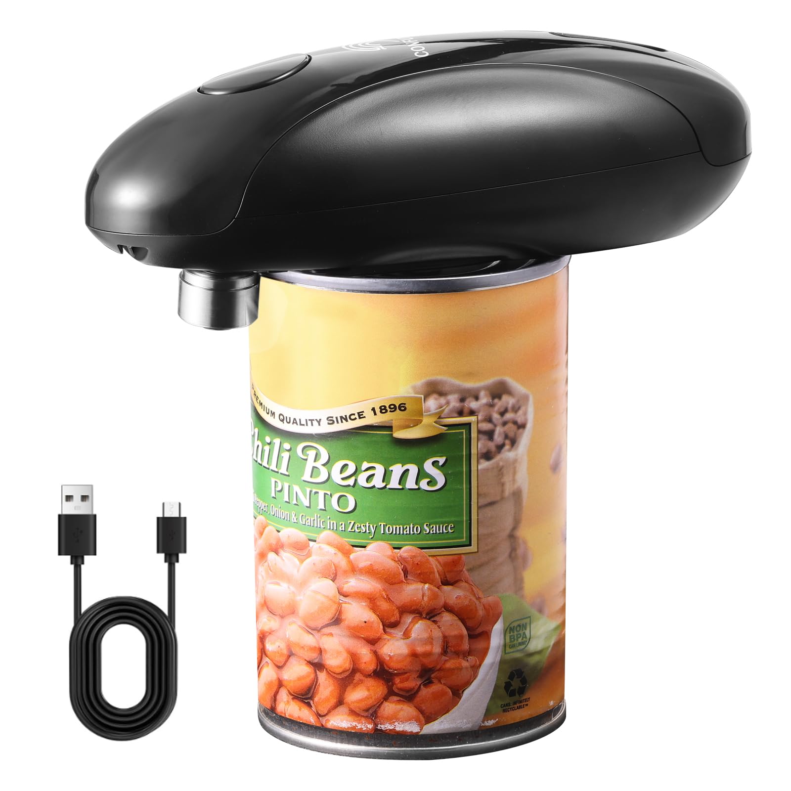 CONFUTURY can opener front view demonstrates easy one-touch use for seniors.