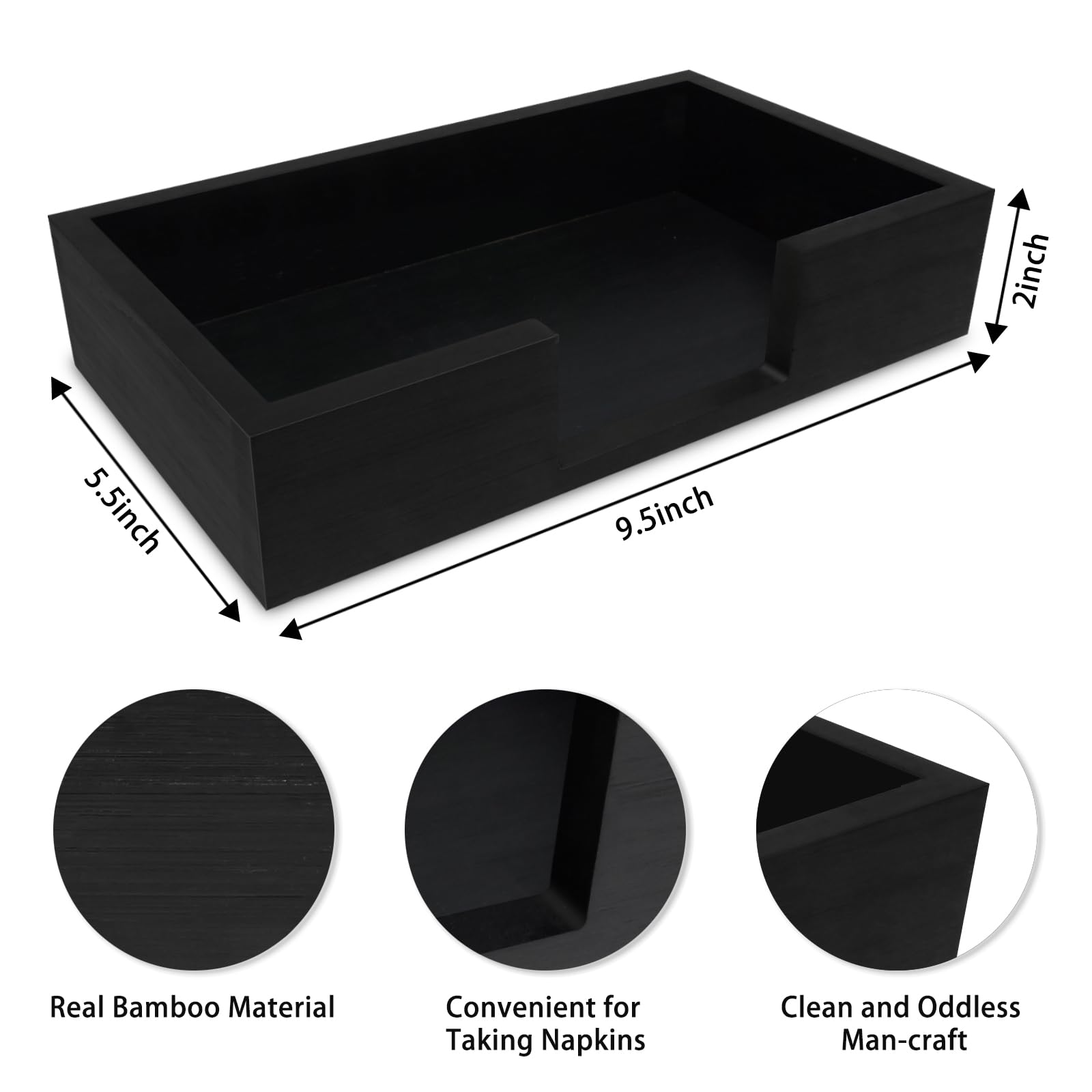 Conglow bamboo napkin tray for dinner napkins with sleek modern look