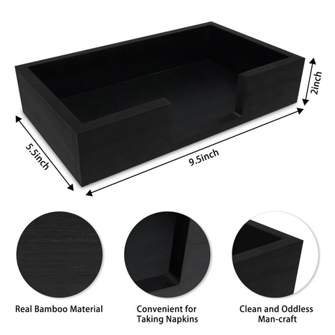 Conglow bamboo napkin tray for dinner napkins with sleek modern look