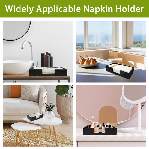 Conglow black bamboo holder compact for standard napkins on vanity