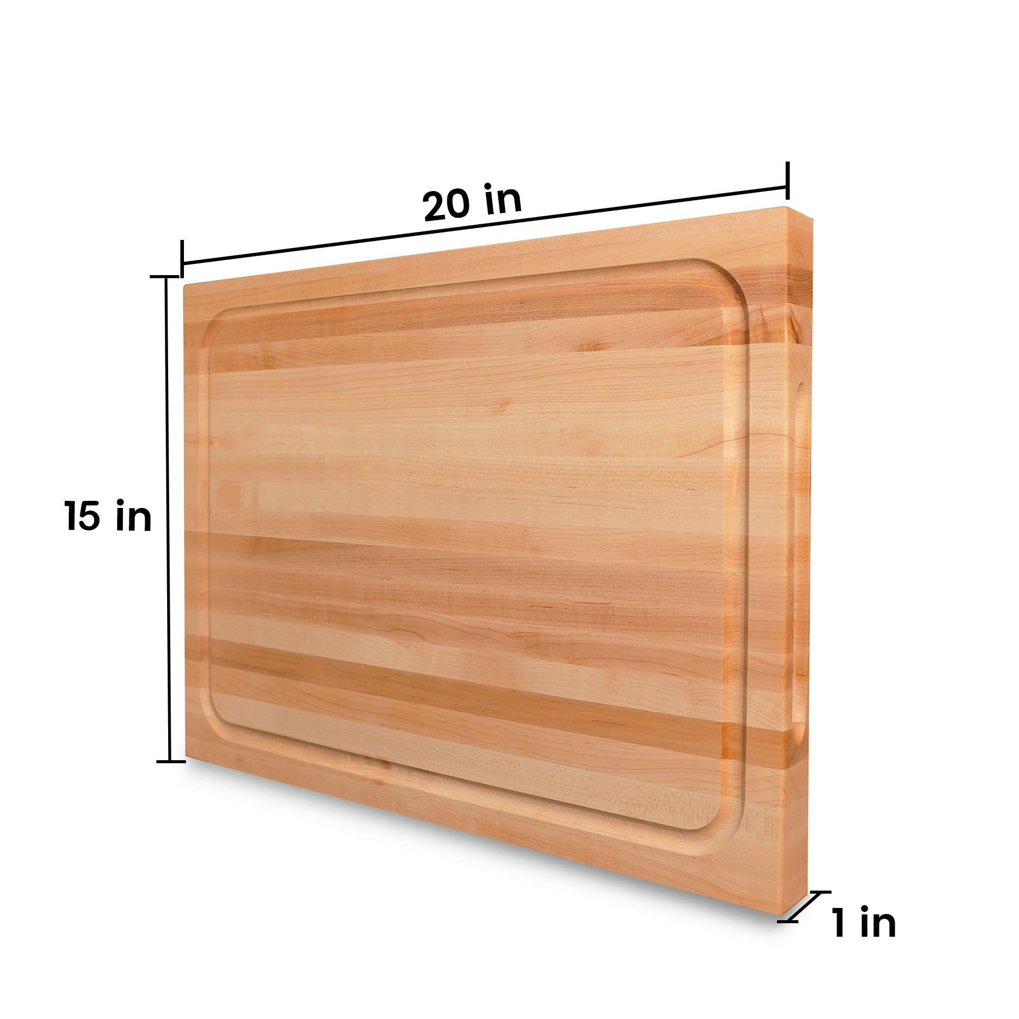 CONSDAN cutting board side view with invisible inner handles for easy transport.