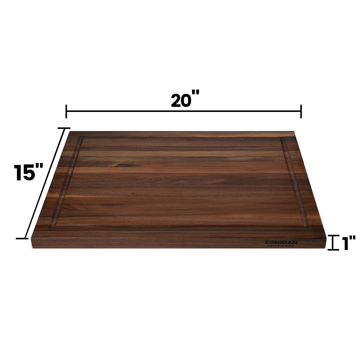 CONSDAN Walnut Cutting Board invisible inner handles for easy transport