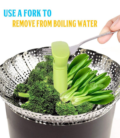 Consevisen Vegetable Steamer Basket collapsible design saves kitchen space.