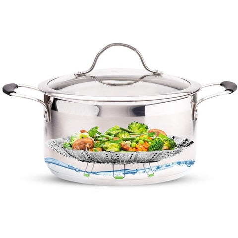 Consevisen Vegetable Steamer Basket extendable center post for deep pots.