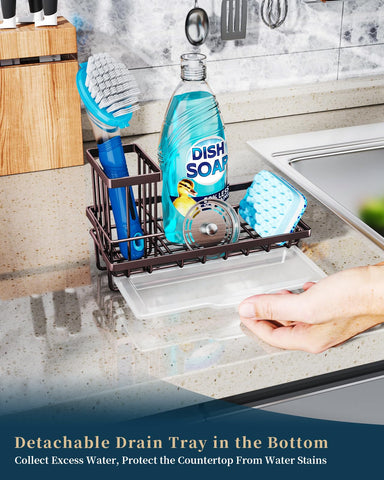 Anti-slip pads on Consumest Sink Caddy prevent sliding and countertop scratches