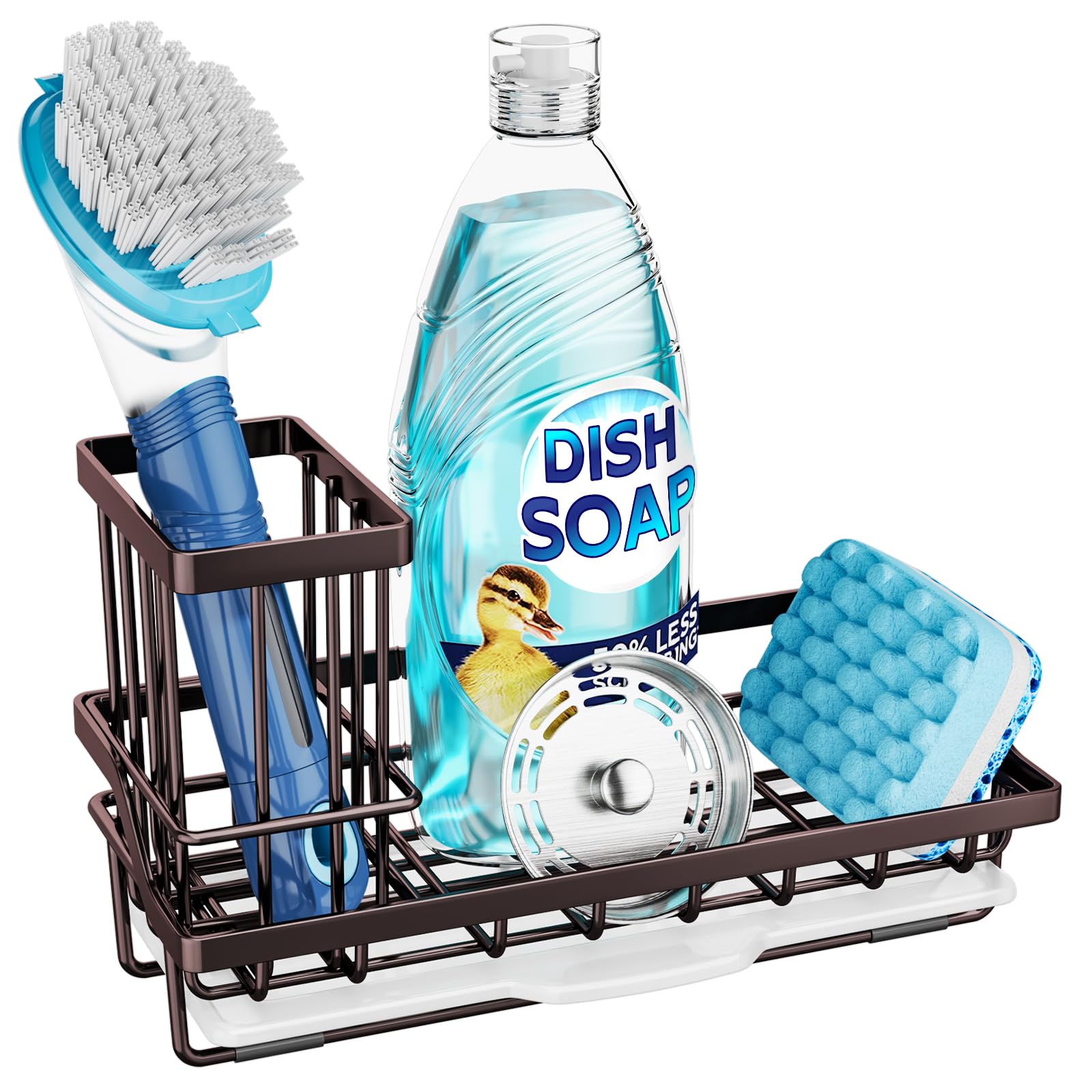Consumest Sink Caddy on countertop keeps sponges and brushes organized for quick access