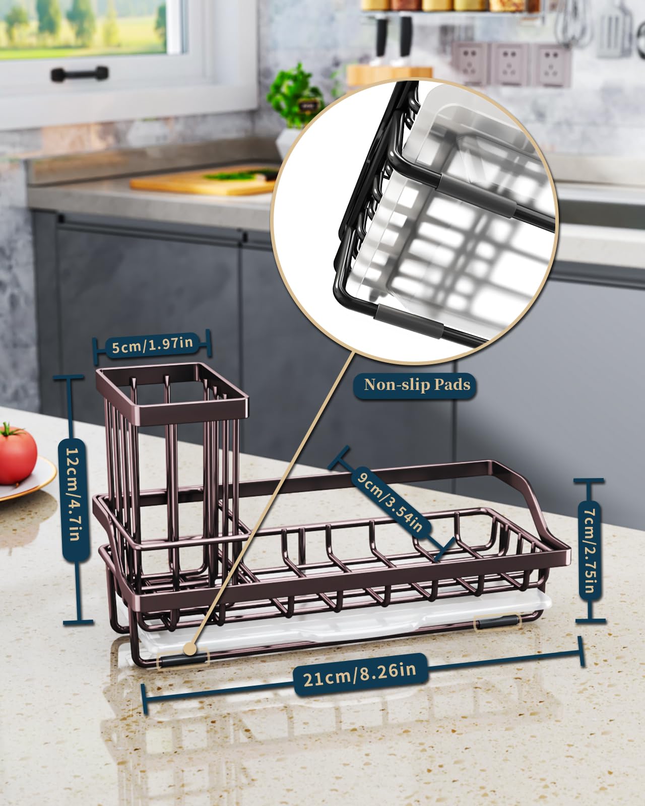 Sturdy rectangular base of Consumest Sink Caddy ensures stable placement near the sink