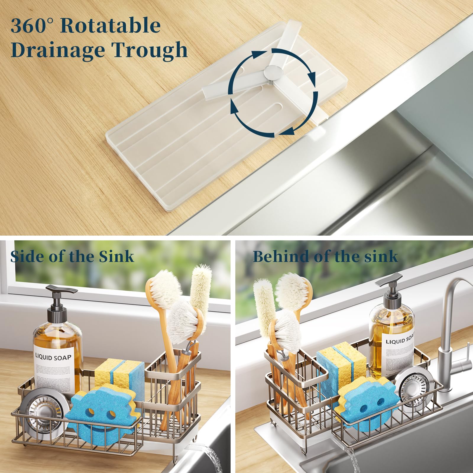 Consumest sink caddy in stainless steel enhances durability and kitchen style.