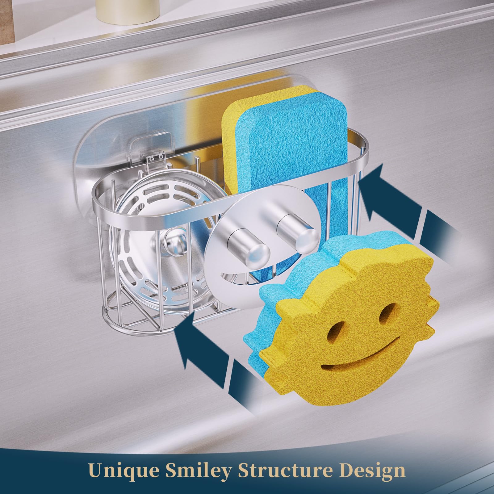 Consumest sink-organizer with suction cups for quick, tool-free setup.
