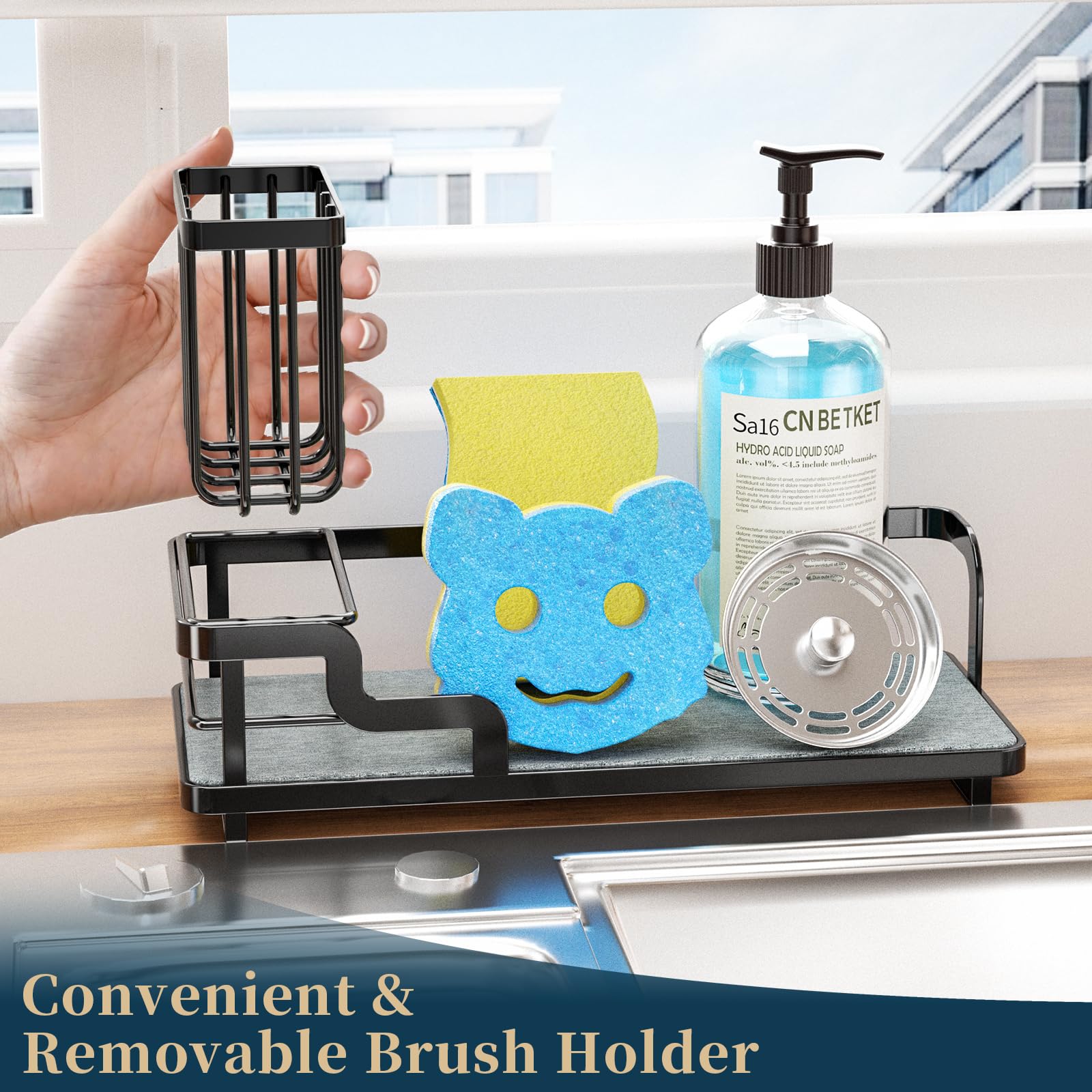 Consumest sponge holder detachable brush holder keeps tools organized