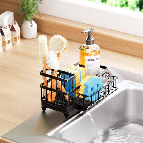 Consumest sponge holder includes dual brush stand for longer and shorter brushes.