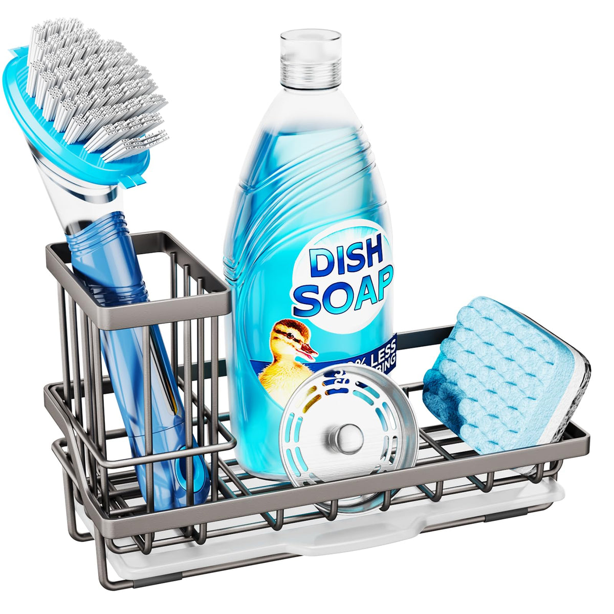 Consumest sponge holder on kitchen sink keeps sponges organized and dry