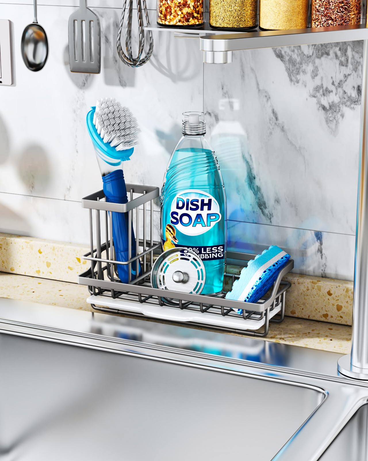 Consumest sponge holder on counter beside window for air drying