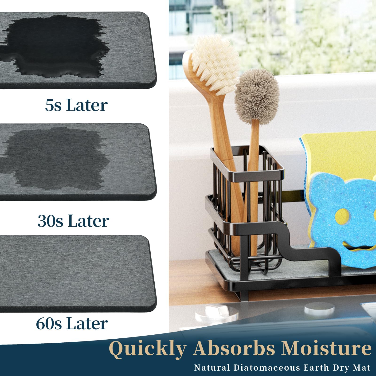 Consumest sponge holder with replaceable diatomite base for longer life