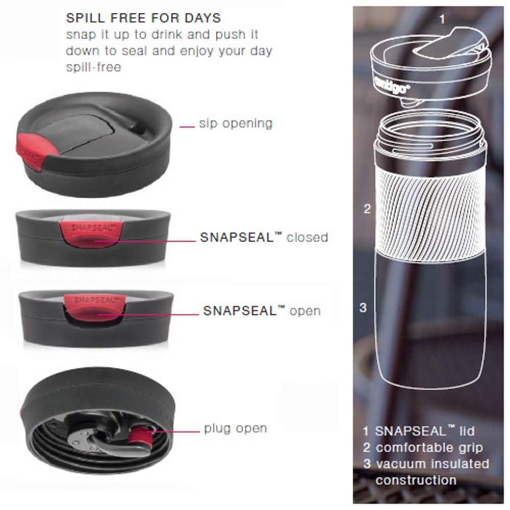 Contigo Byron dishwasher-safe lid hinge opens fully for thorough cleaning.