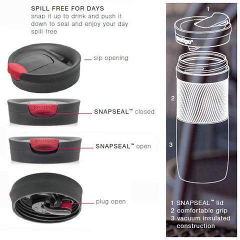 Contigo Byron dishwasher-safe lid hinge opens fully for thorough cleaning.
