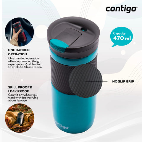 Contigo Byron Snapseal fits most car cup holders for convenient travel