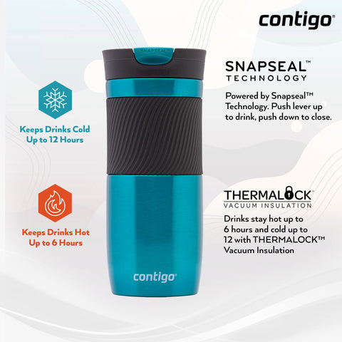 Contigo Byron Snapseal in-hand use promotes one-handed sipping on the go