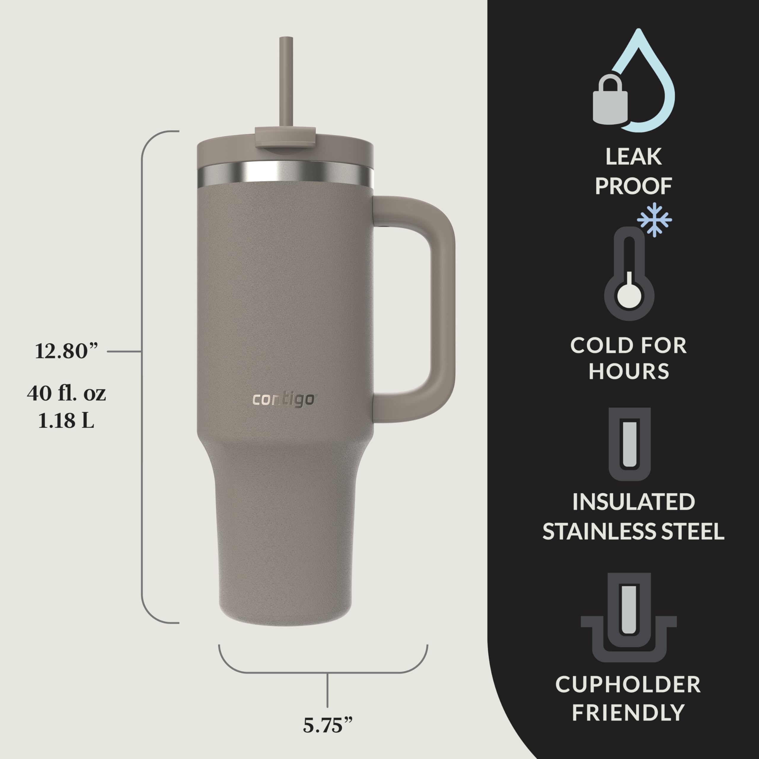 Contigo Streeterville 40oz tumbler multi-use lid for straw or sip