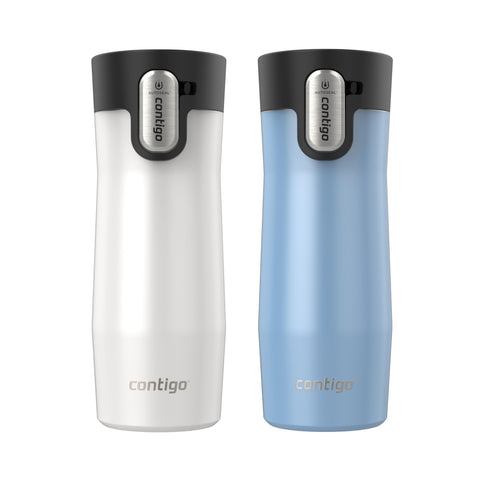 Contigo West Loop 16oz travel mug shows leak-proof on-the-go capability.