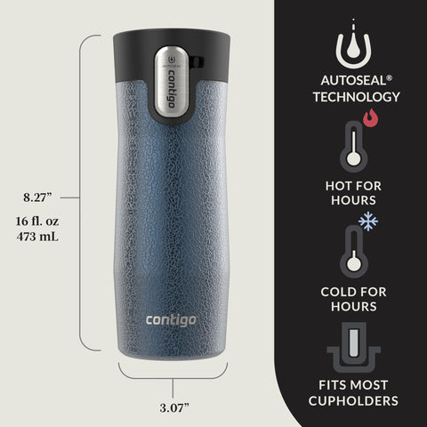 Contigo West Loop THERMALOCK insulation preserves hot or cold beverages.