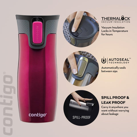 Contigo West Loop Raspberry mug daily-use companion for commutes.