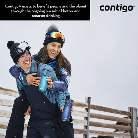 Contigo West Loop Raspberry mug side view, ergonomic travel grip.