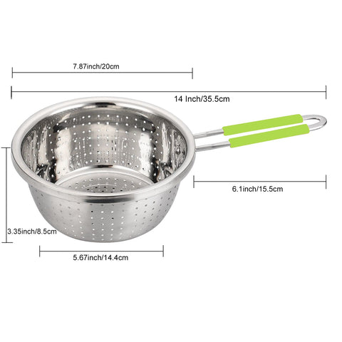 Contiup perforated colander enables quick-drain action for pasta and vegetables