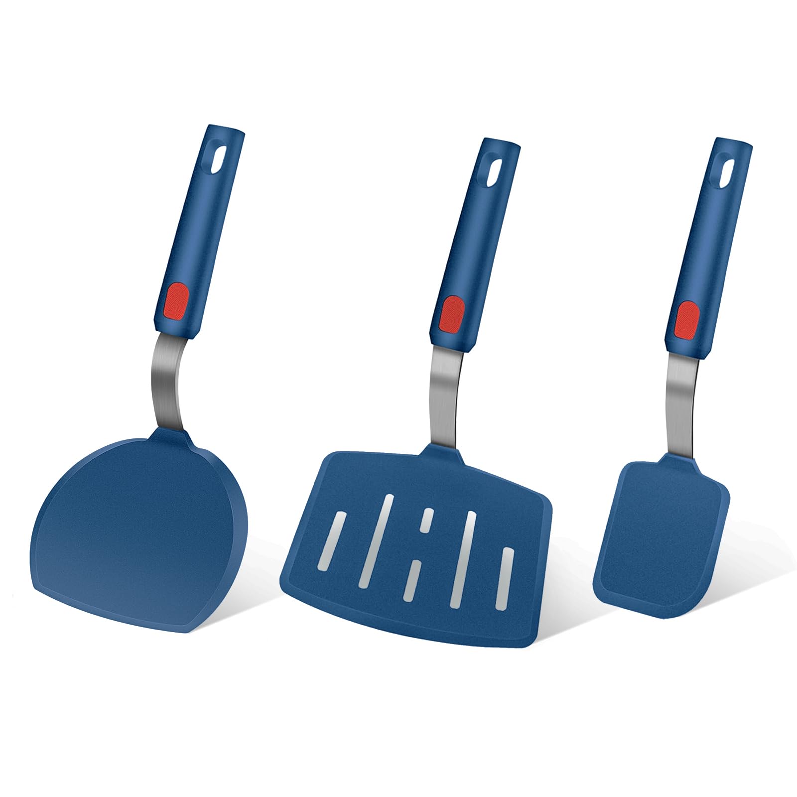 Contiup 3-piece silicone spatula set close-up for nonstick pans, ideal for safe flipping