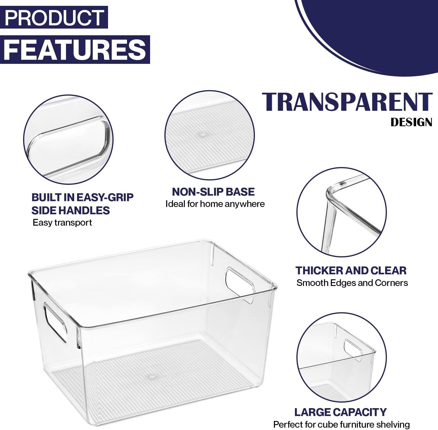 Control Kitchen bathroom storage bin declutters vanity and cabinet spaces.