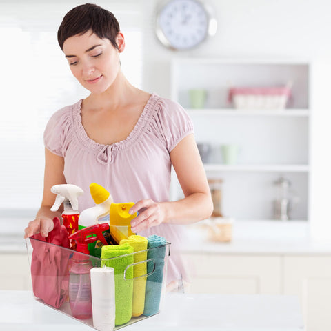  CONTROL KITCHEN clear bin in cabinet storage, maximizes space with stackable design.