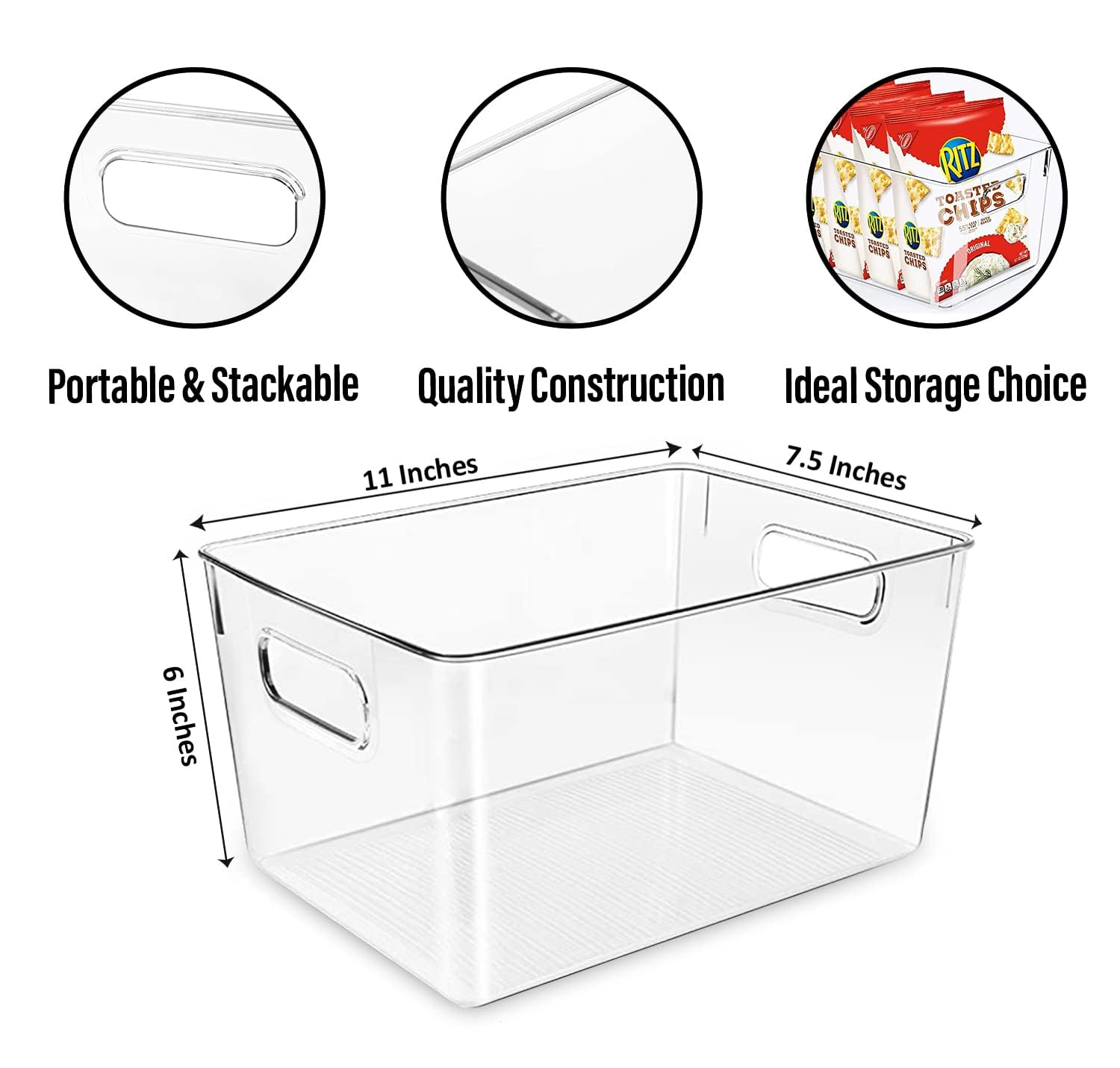  CONTROL KITCHEN clear bin for fridge organization, easy to locate items.