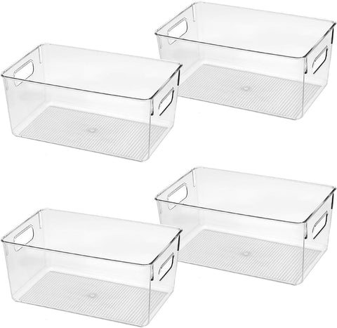 Control Kitchen clear storage bin for kitchen organization, easy access, versatile use.