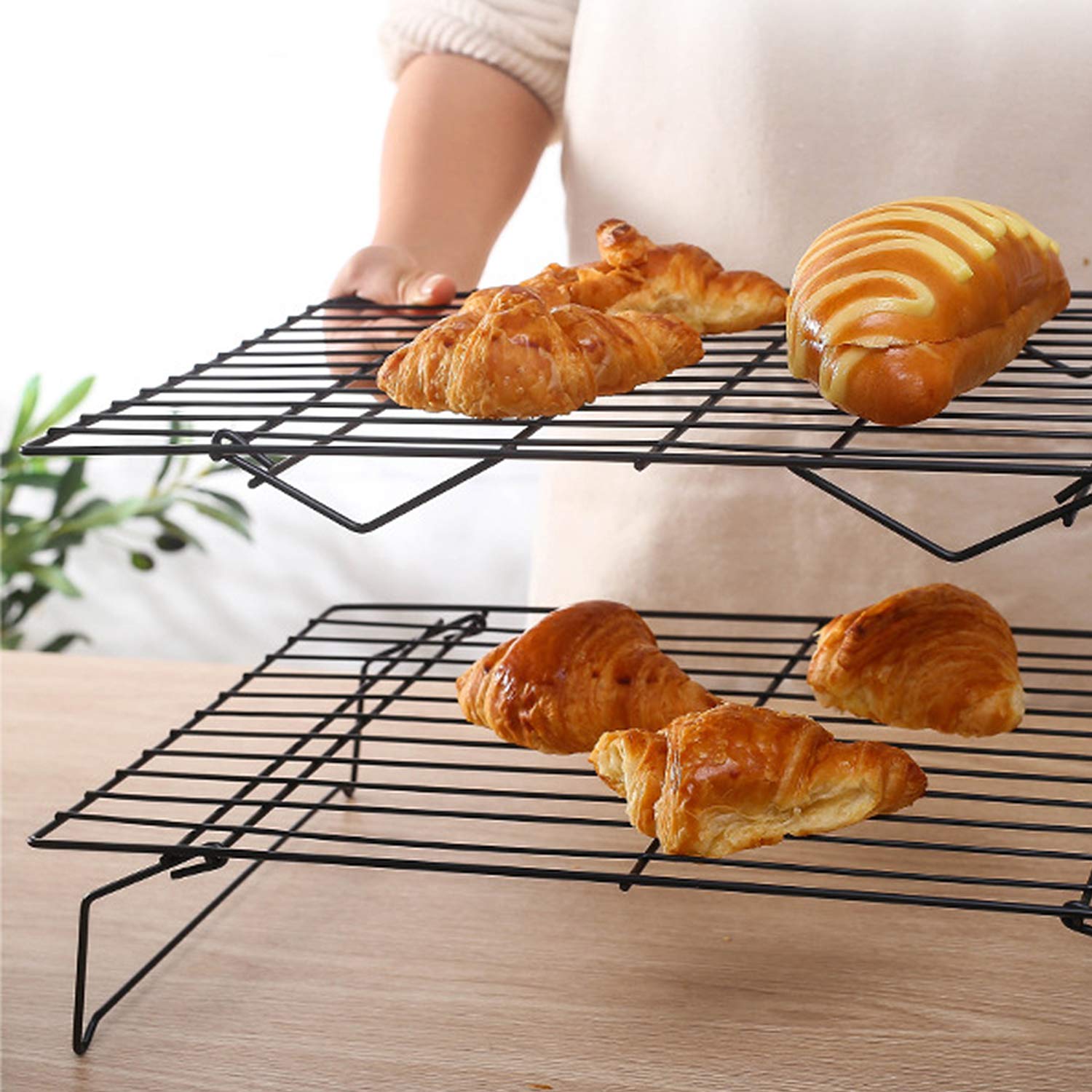 Coobbar stackable cooling rack with foldable legs for compact storage