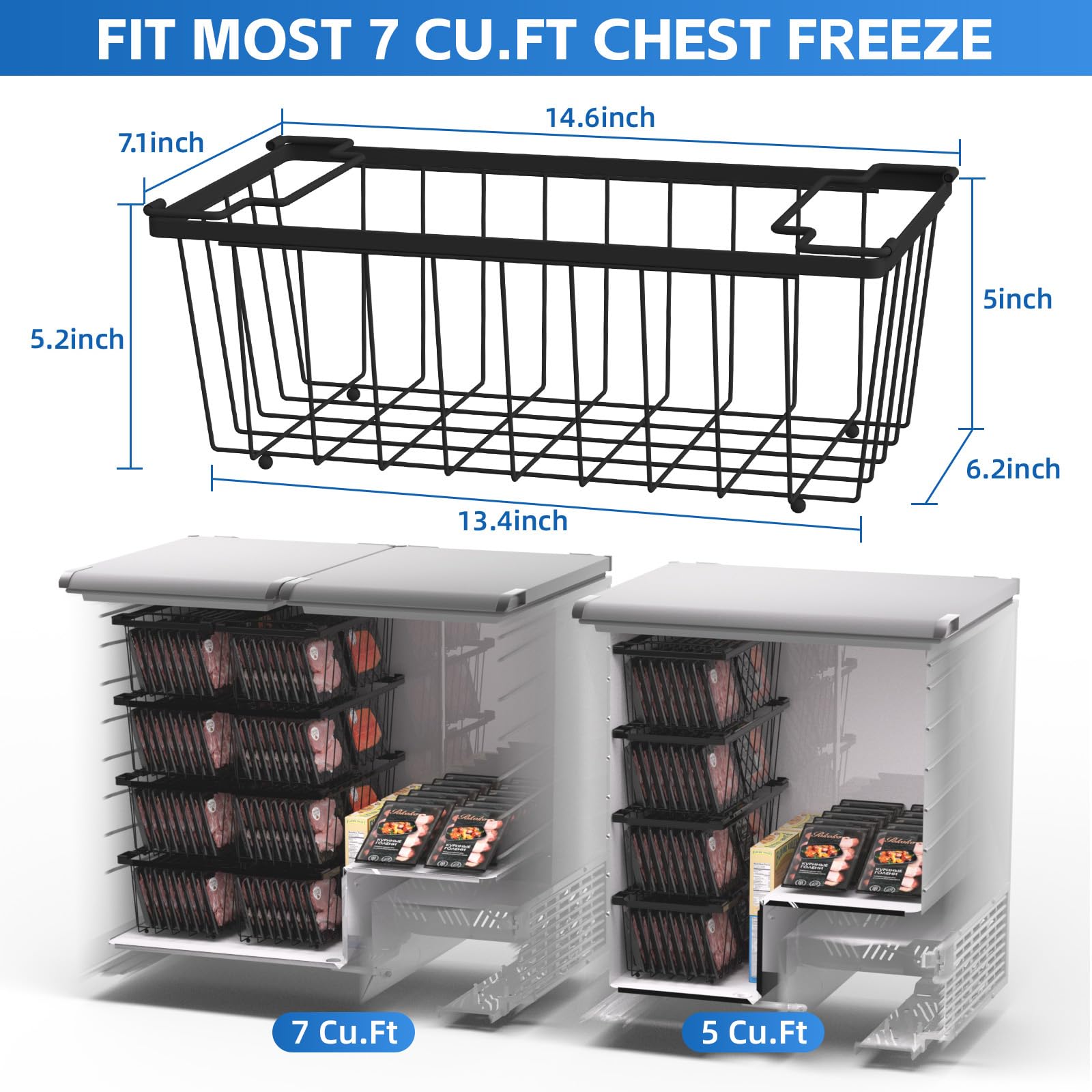 Coobest freezer bins with functional handles for easy stacking