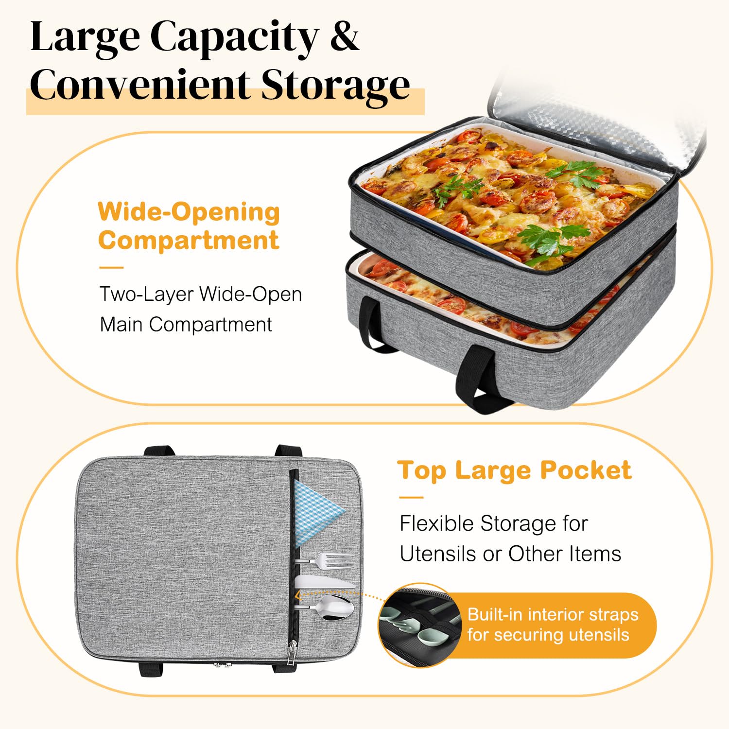 Exterior pocket on Coobiiya carrier for utensils and napkins.