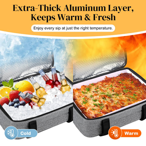 Coobiiya casserole carrier side view highlighting compact profile with roomy interior.