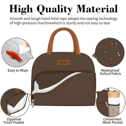 Coobiiya lunch bag front pocket detail for organized essentials